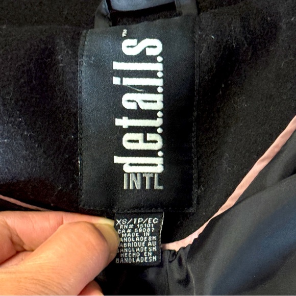 DETAILS INT Black Lined Trench Coat Gold Toned Buttons and Zipper Size XSmall - Picture 9 of 16